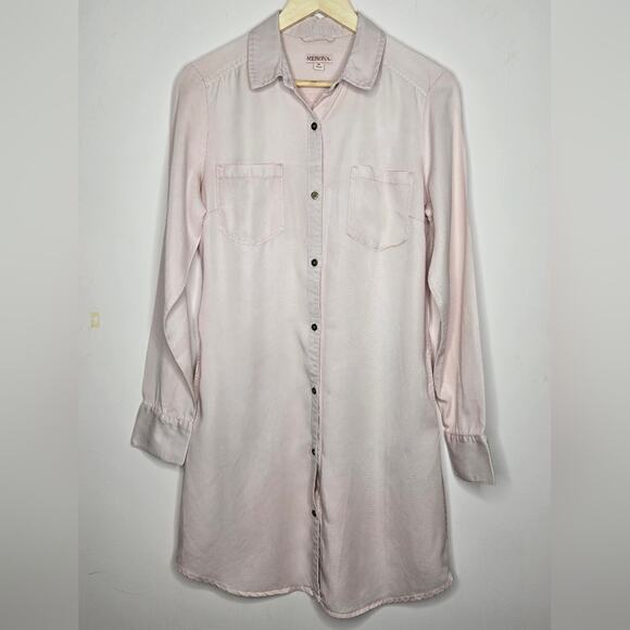 MERONA Womens Pink Button Front Collared Shirt Dress Size M - Picture 1 of 6